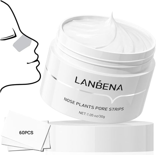 LANBENA Blackhead Mask (30g), 60 Pieces Nose Pore Strips