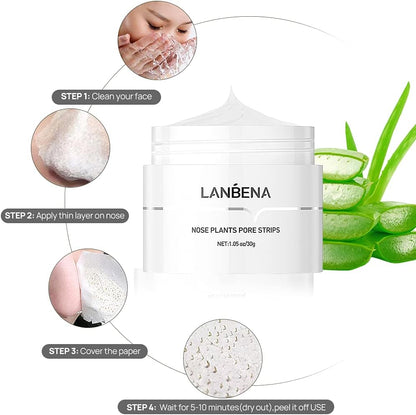 LANBENA Blackhead Mask (30g), 60 Pieces Nose Pore Strips