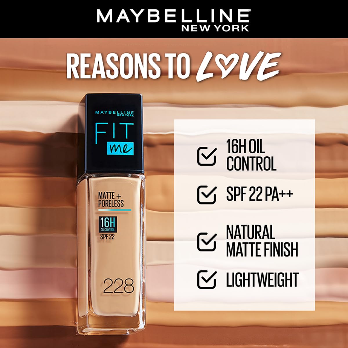 Maybelline New York Fit Me Matte + Poreless Liquid Full Coverage Foundation