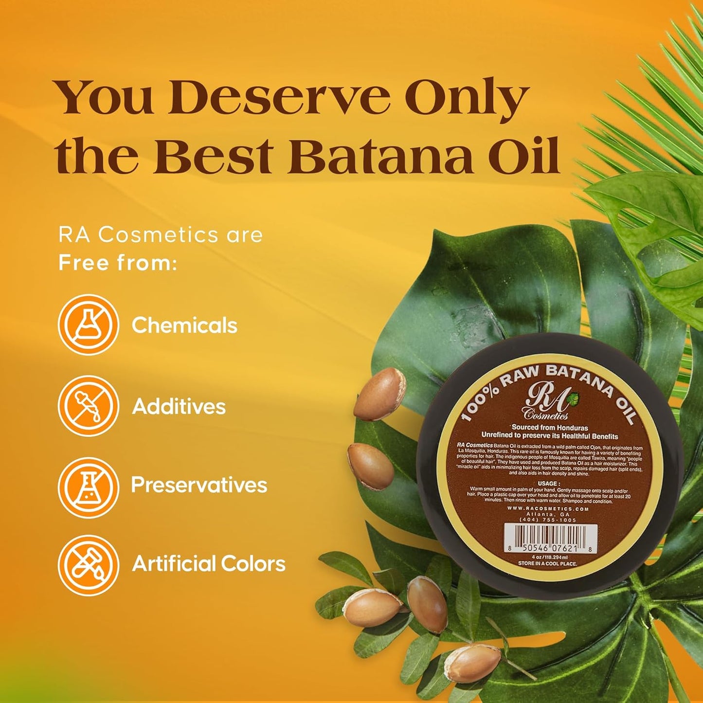 RA COSMETICS 100% Natural Batana Hair Oil 4 oz